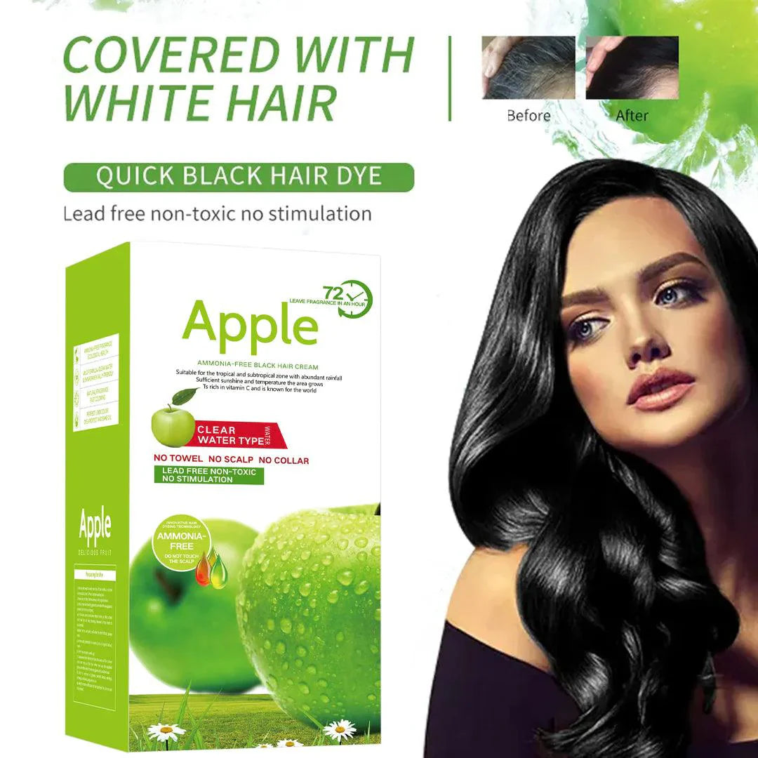 Black Hair Cream - Apple Scented Natural Black Hair Dye - 10 Sachets