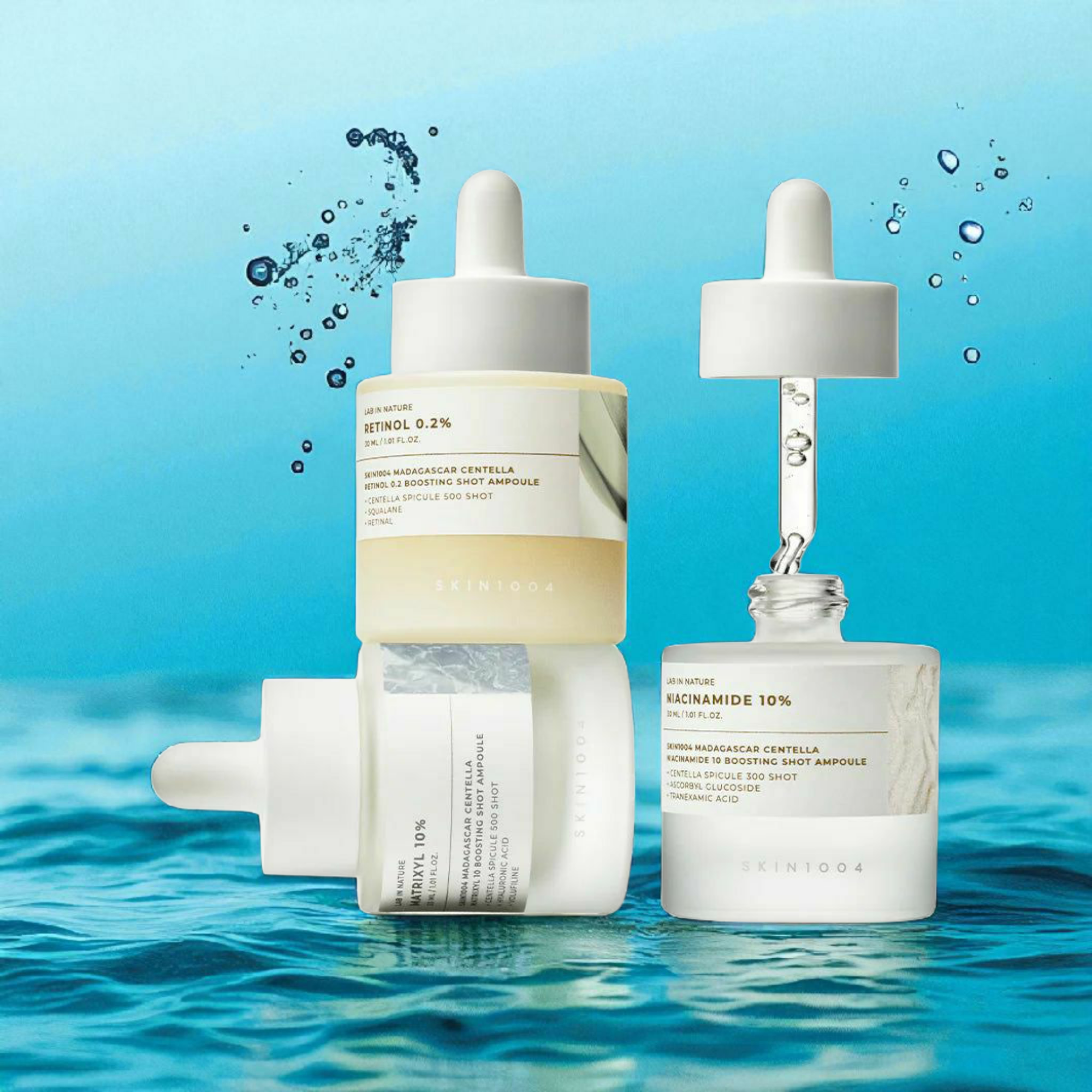 مجموعة أمبولات مدغشقر سنتيلا المعززة لإشراقة البشرة من سكين1004 – 3 امبولات