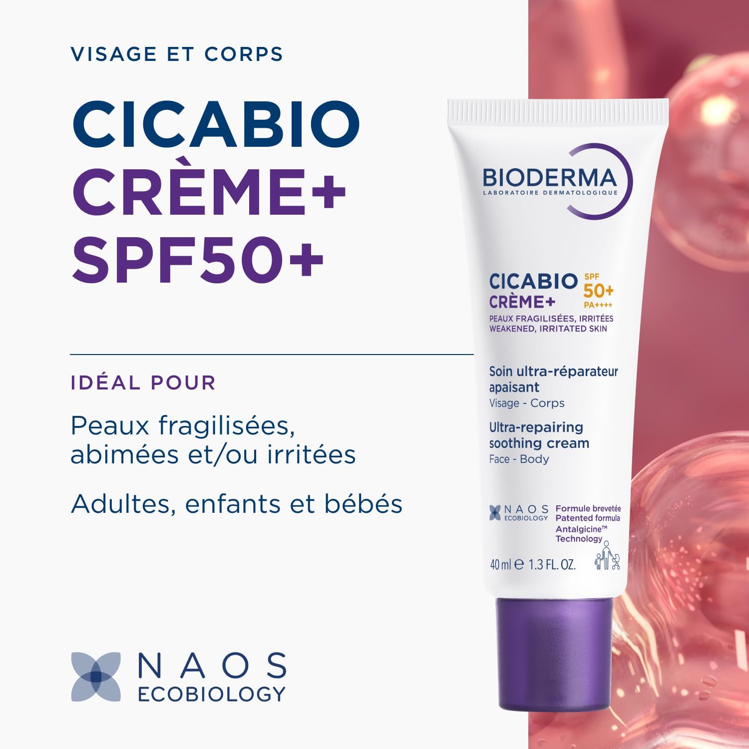 بيوديرما سيكابيو كريم + SPF50 لترميم وتهدئة البشرة – 40 مل