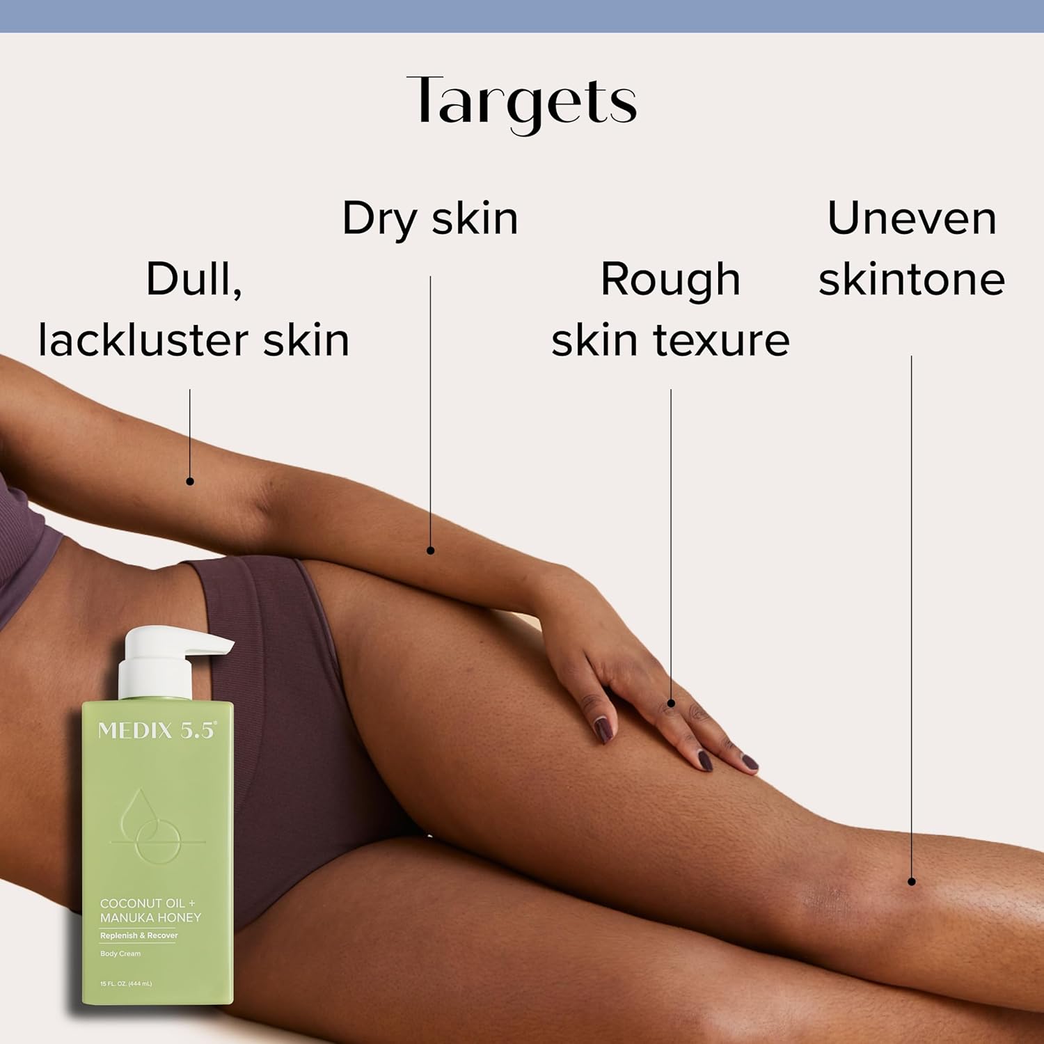 كريم الجسم ميديكس 5.5 لتغذية وترطيب البشرة بزيت جوز الهند وعسل المانوكا – 444مل