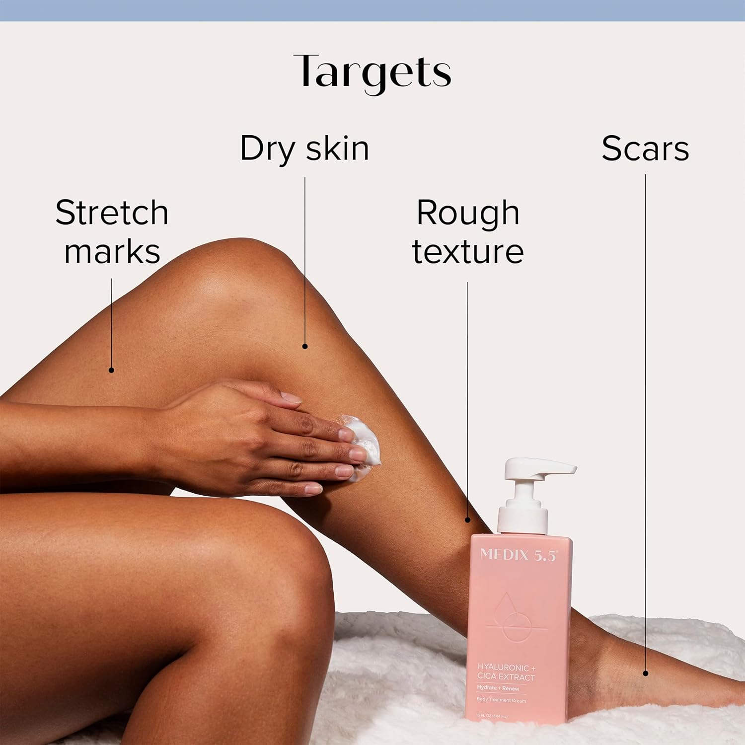 كريم الجسم ميديكس 5.5 بالهيالورونيك والسيكا لترطيب وتجديد البشرة – 444مل