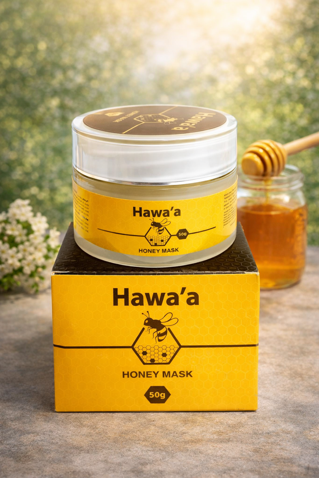 ماسك حواء العسل الطبيعي وعشبة العكبر (البروبوليس) ترطيب وتفتيح للبشرة - 50 جم