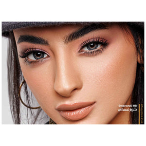 عدسات ذهب شوارفسكي بلون رمادي لامع – شكل العدسة على العين