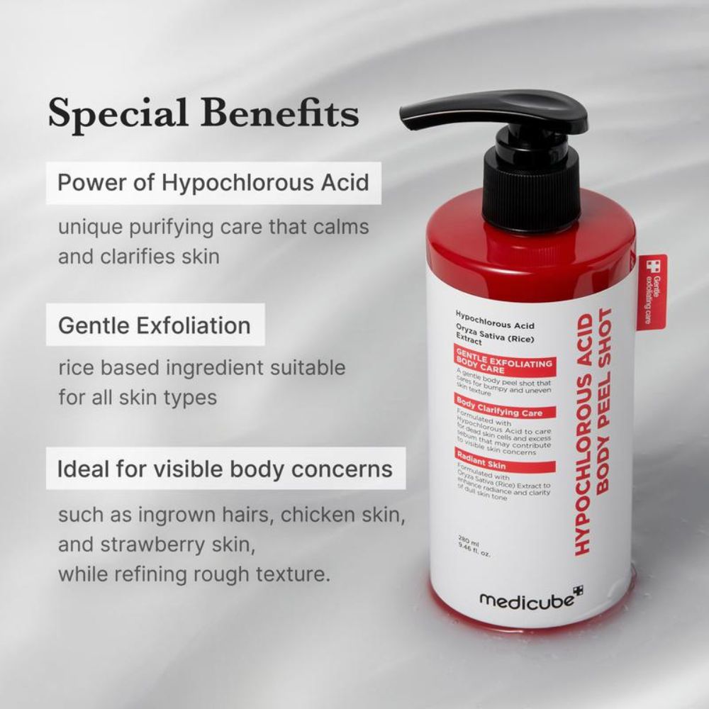 مقشر الجسم بحمض الهيبوكلوروس مع مستخلص الأرز لتنعيم وتنقية البشرة من ميديكيوب – 280 مل