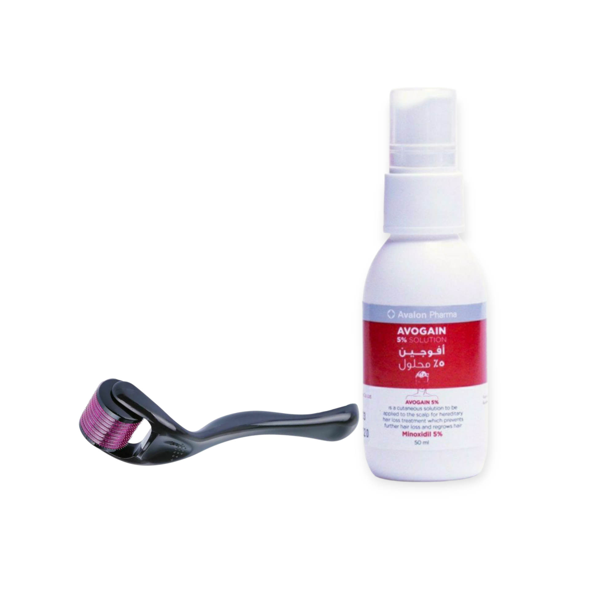 مجموعة العناية بالشعر أفوجين 5% + ديرما رولر لتحفيز إنبات الشعر ومعالجة الفراغات