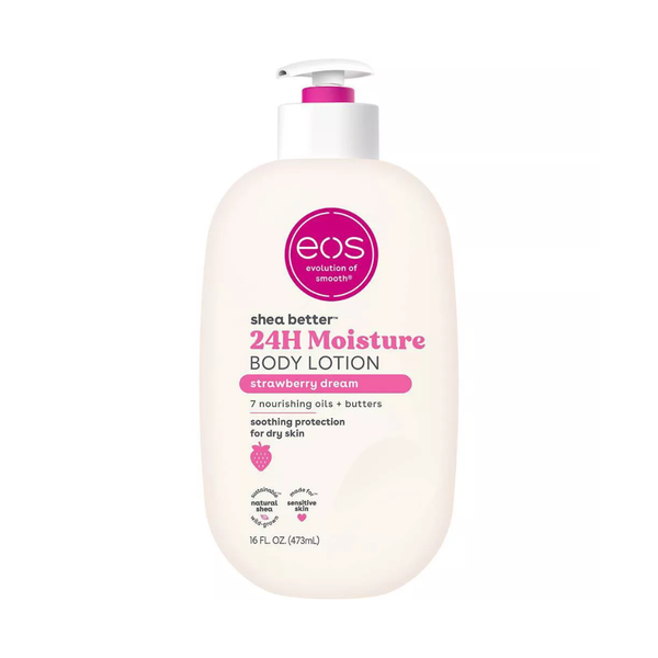 لوشن الجسم شيا بيتر من إي أو إس ترطيب 24 ساعة بنكهة الفراولة دريم – 473 مل
