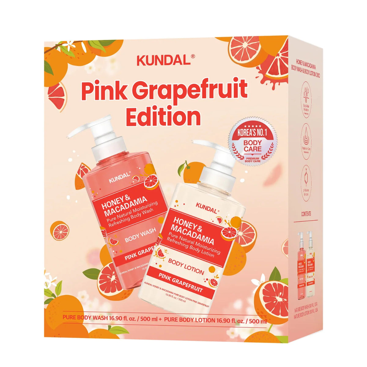 Kundal Pink Grapefruit Body Wash + Lotion Set – 2 Pieces