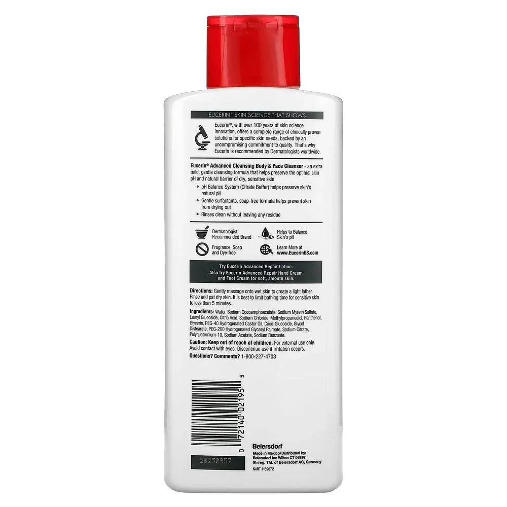 Eucerin Advanced Facial &amp; Body Wash - 500ml