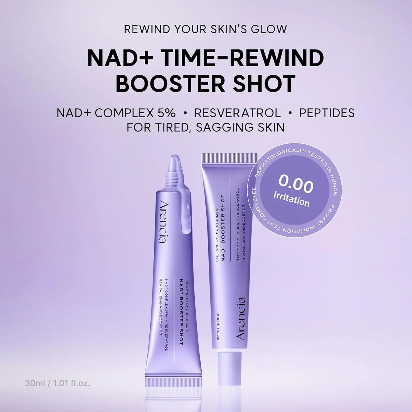 حقنة أرينسيا NAD+ المعززة لشد وتجديد وترطيب الوجه ومحيط العين – 30مل