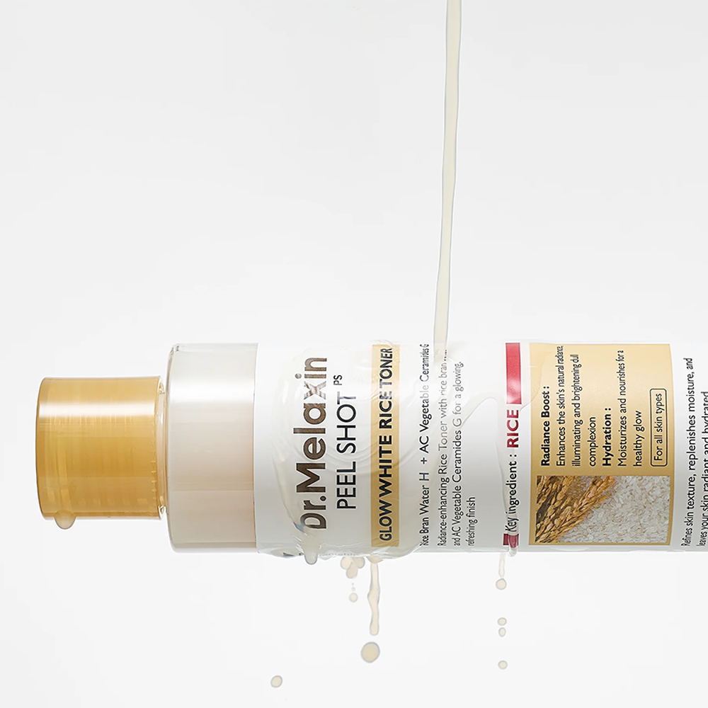 تونر الأرز الأبيض المقشر لتفتيح وإشراقة البشرة من دكتور ميلاكسين – 200 مل