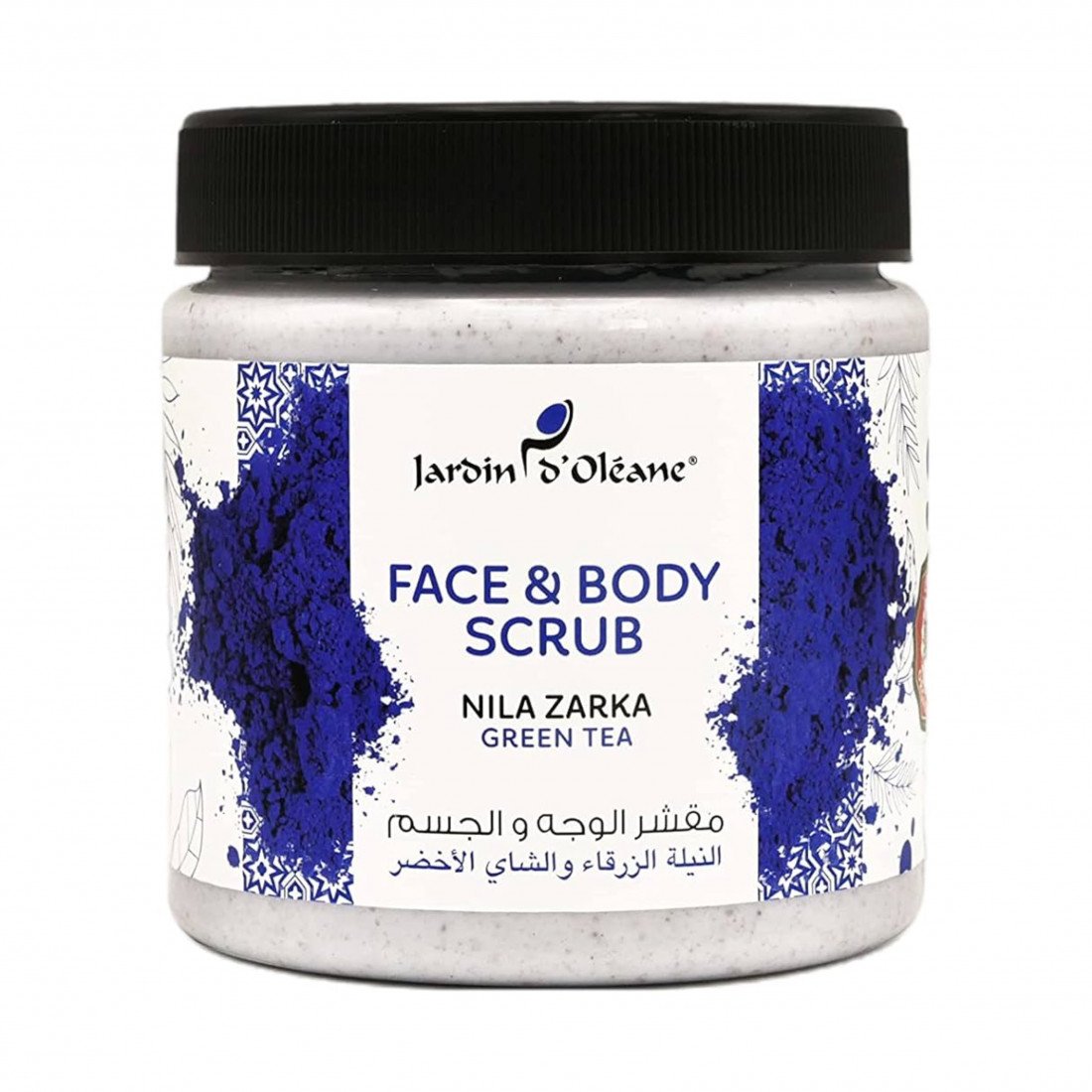 مقشر للوجه والجسم بالنيلة الزرقاء والشاي الاخضر من جاردن اوليان - 500 جم