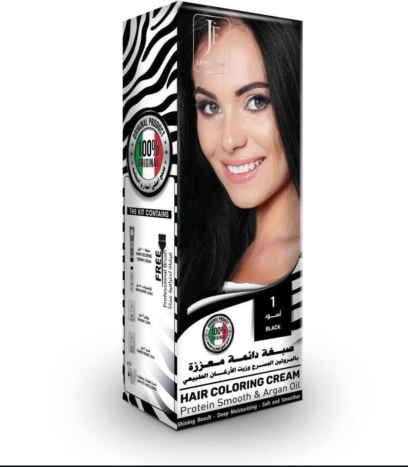 صبغة شعر دائمة معززة بزيت الارغان أسود 1 من جنغل فيفر