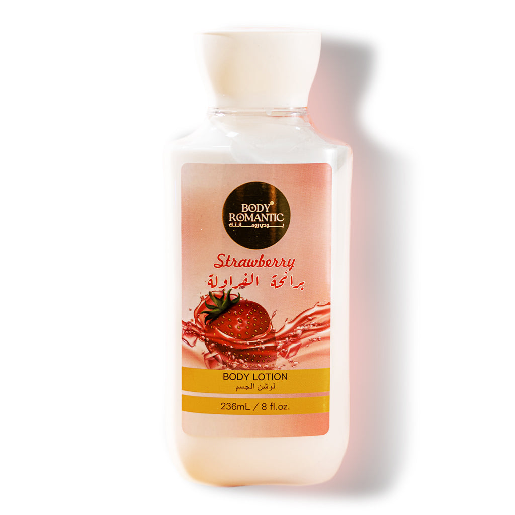مجموعة عناية متكاملة برائحة الفراولة من بودي رومانتك – 3 قطع