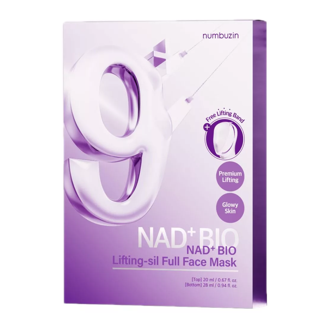 Nombozen NAD+BIO No. 9 Full Face Lifting Mask Set with Lifting Strip – 4 Masks