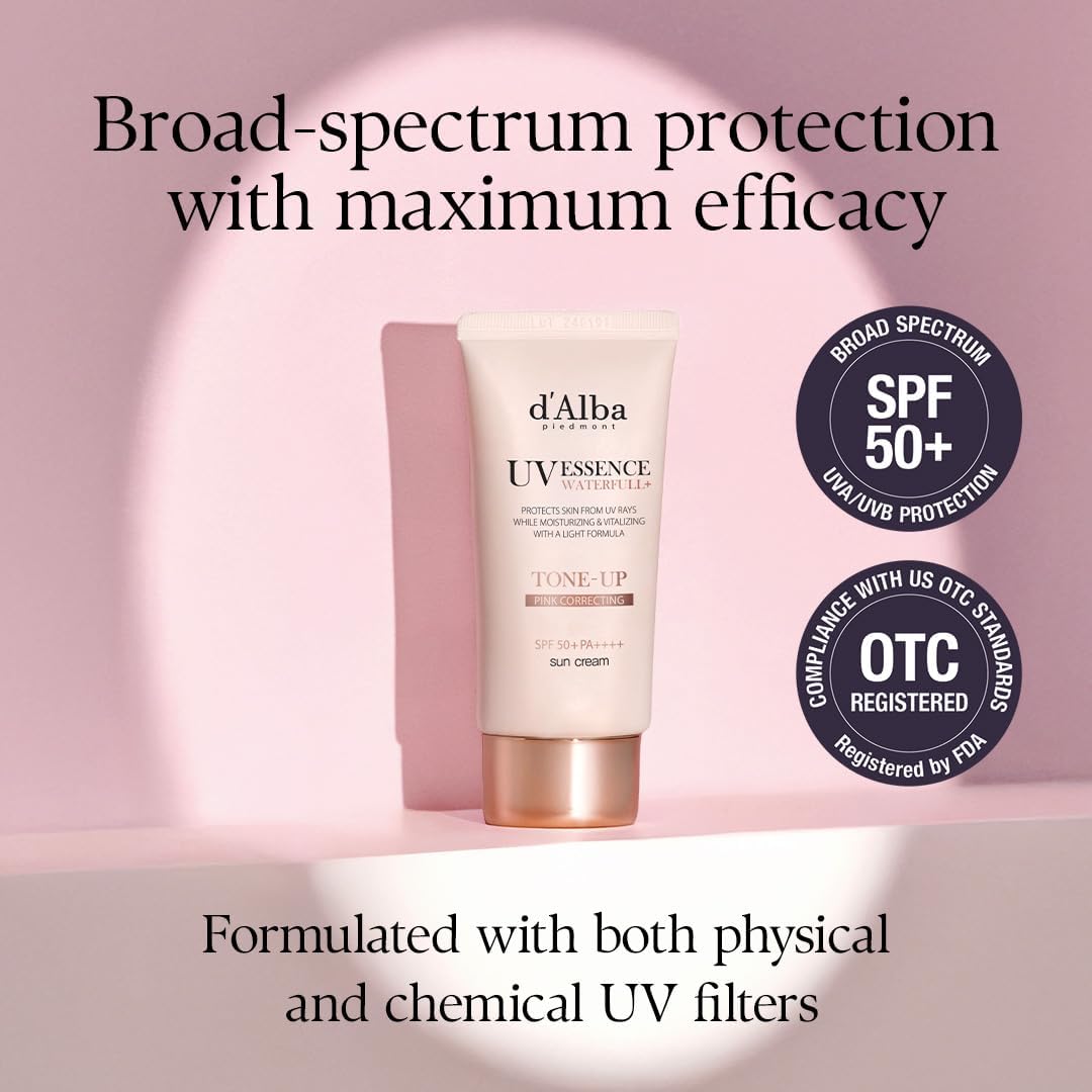 واقي شمس دالبا UV ايسنس تون أب وردي مصحح و موحد للون – 50مل