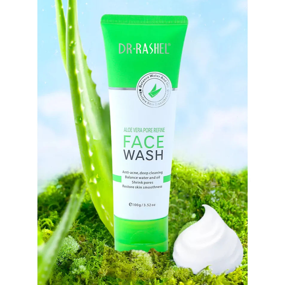 cleaning face with aloe vera plant Dr. Rashel Aloe Vera Facial Wash for Pore Purification – سوق واو