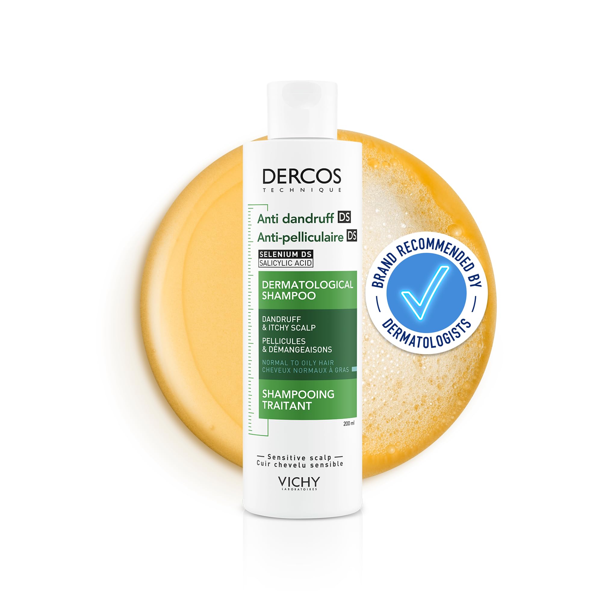 Vichy Dercos Anti-Dandruff Shampoo for Normal to Oily Hair, Effective ...