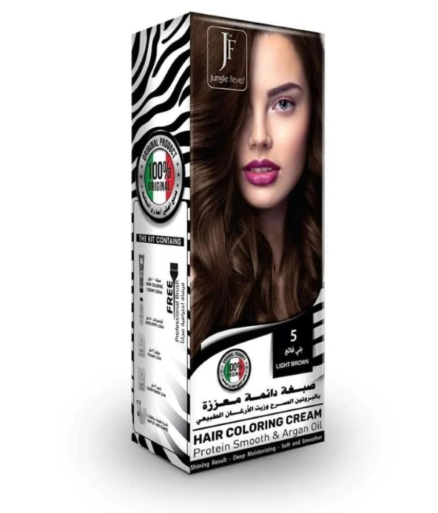 صبغة شعر دائمة معززة بزيت الارغان بني فاتح 5 من جنغل فيفر