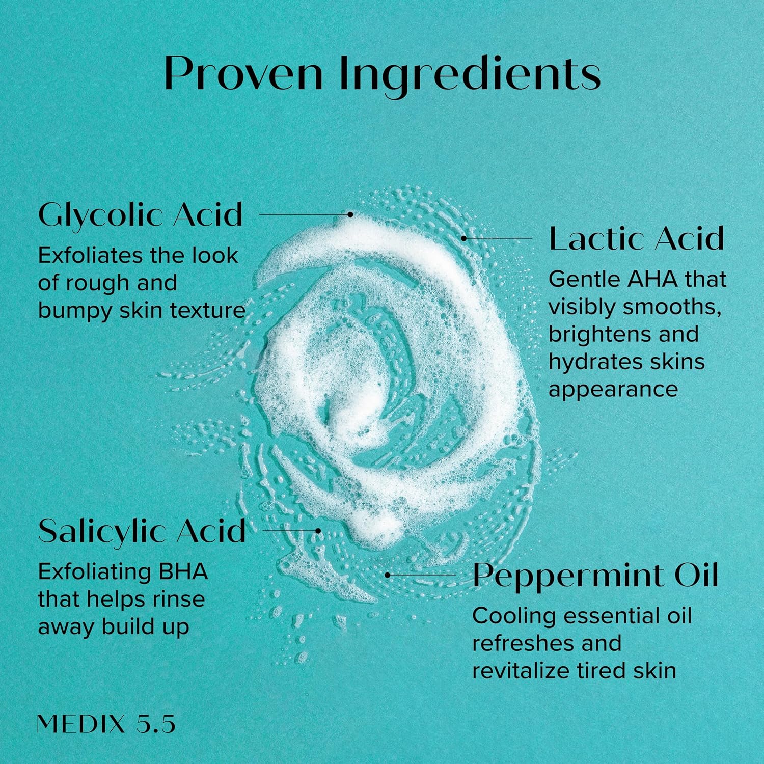 جل غسول الجسم المقشر من ميديكس 5.5 بحمض الجليكوليك وحمض اللاكتيك – 444مل