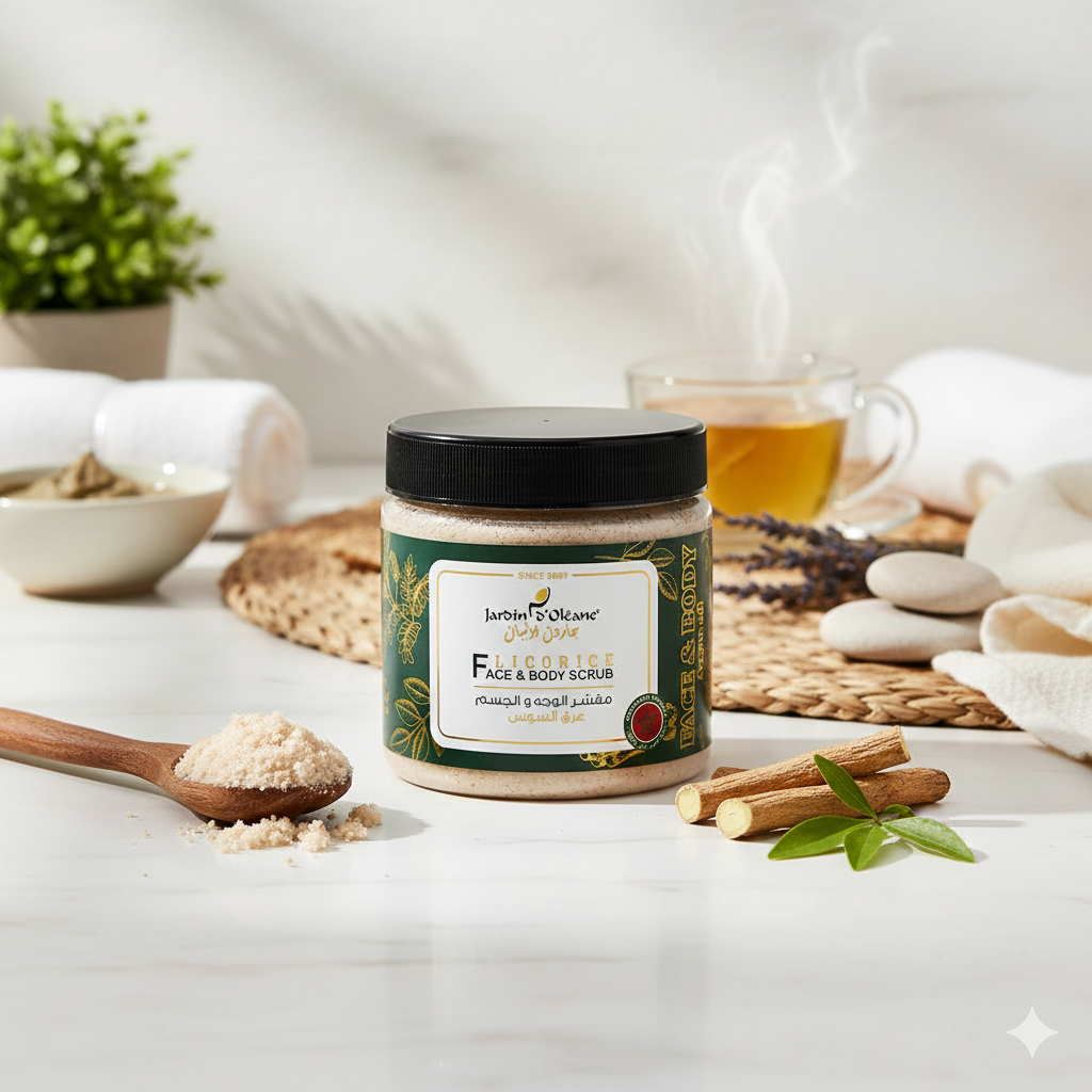 مقشر للوجه والجسم بـ عرق السوس من جاردن اوليان - 500 جم
