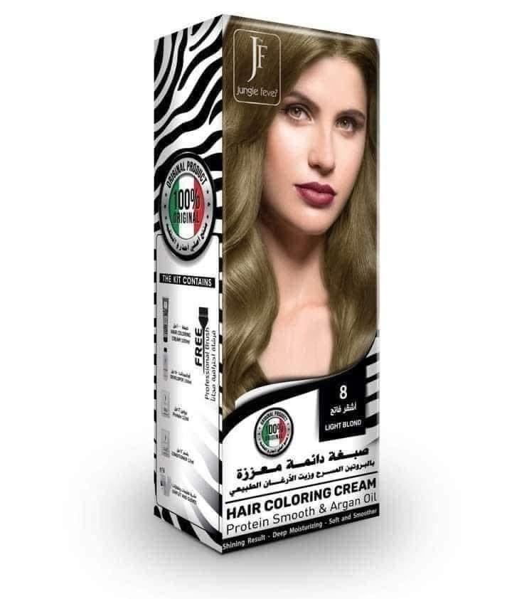 صبغة شعر دائمة معززة بزيت الارغان اشقر فاتح  8 من جنغل فيفر