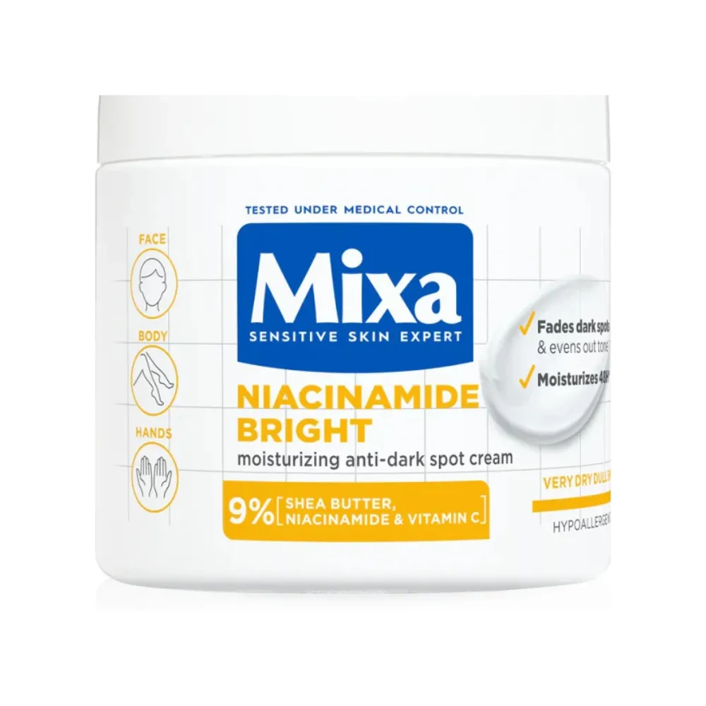 Mixa Niacinamide Bright كريم مرطب مضاد للبقع الداكنة 400مل