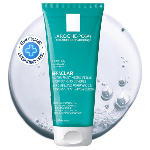 جل ايفاكلار منظف مقشر لتنقية البشرة الدهنية وعلاج الحبوب من لاروش بوزيه(200مل)