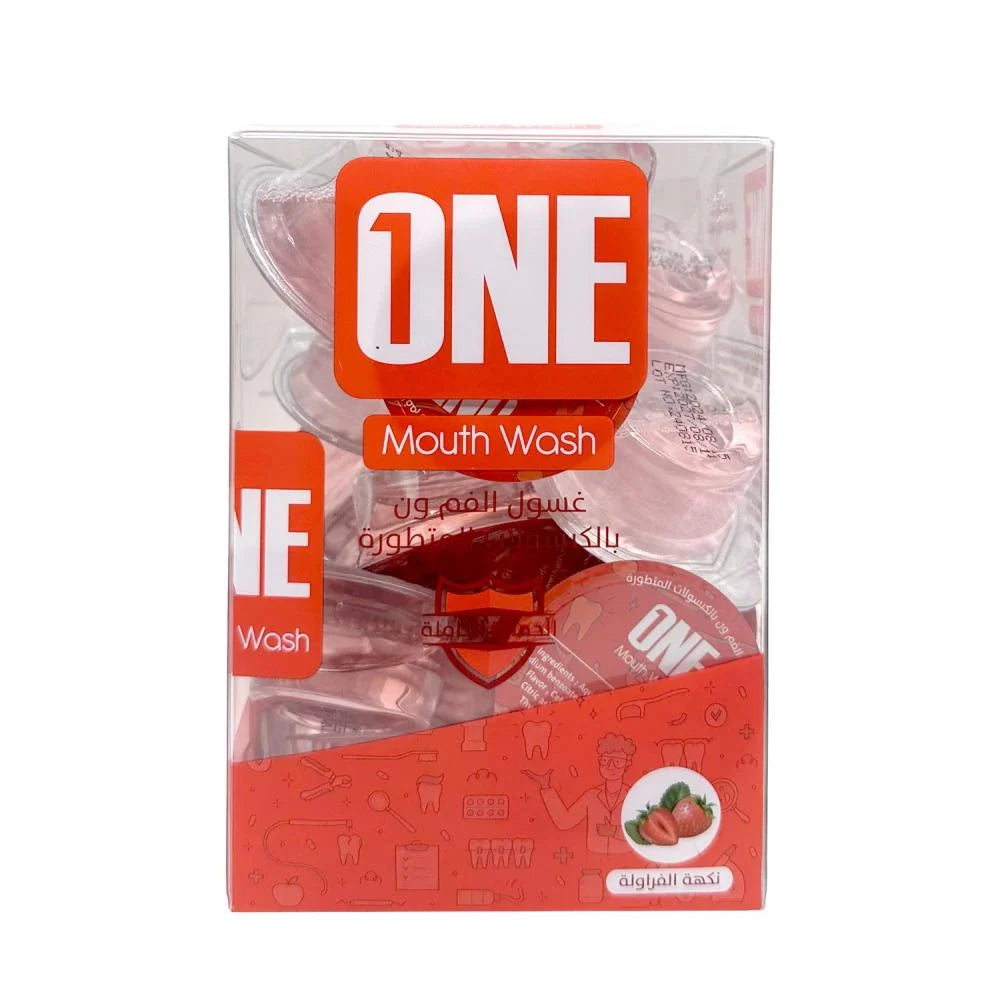 غسول فم ون بنكهة الفراولة 20 كبسولة - ONE Mouth Wash Strawberry